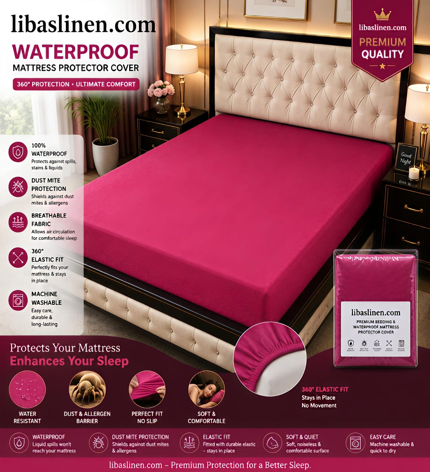 Waterproof Mattress Cover for Double Bed Terry Cotton Fabric Mattress Cover Water Protector Mattress Covers