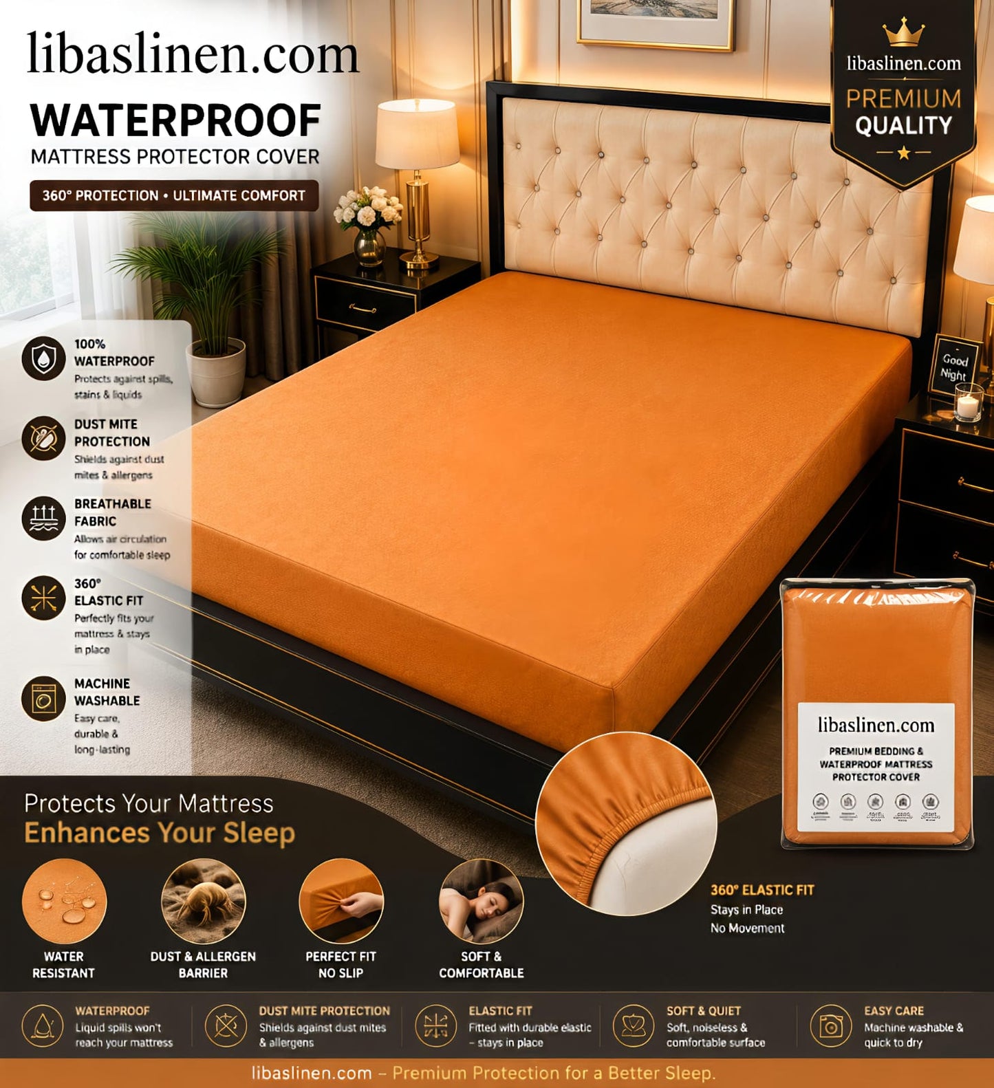 Waterproof Mattress Cover for Double Bed Terry Cotton Fabric Mattress Cover Water Protector Mattress Covers