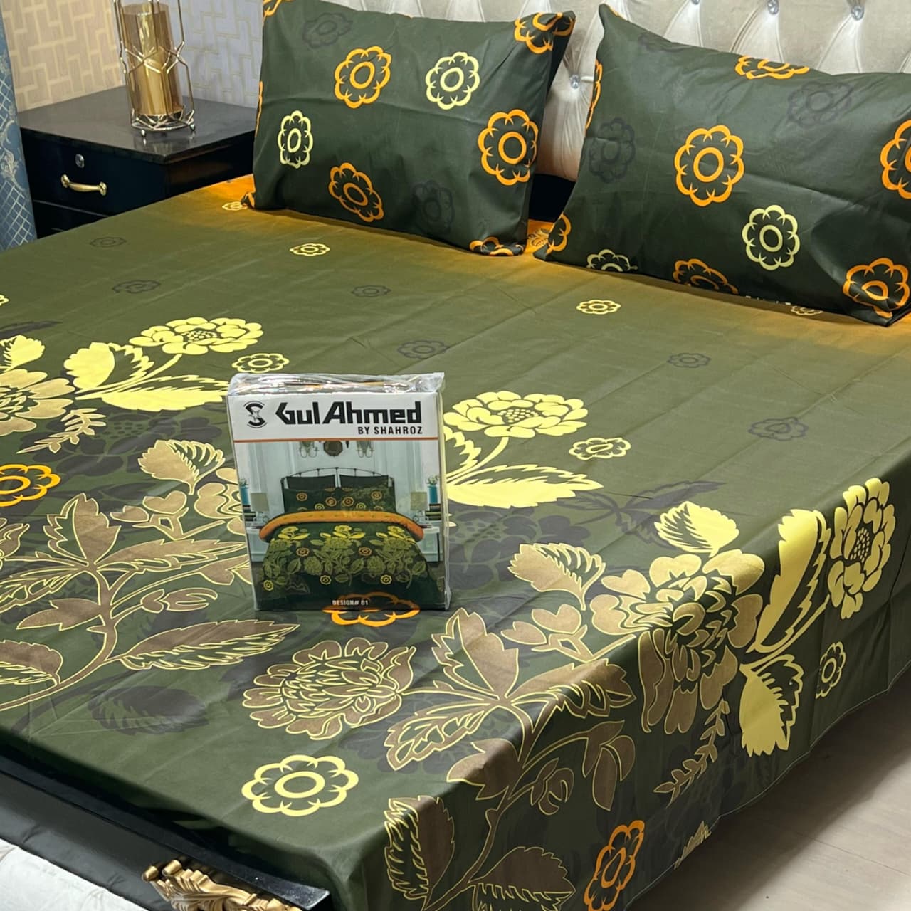 Multicolor Cotton Mix Bedsheet – Gul Ahmed Inspired Premium Most Demanding King Size 3 Pcs Flavor Design Full Printed Bedding Set