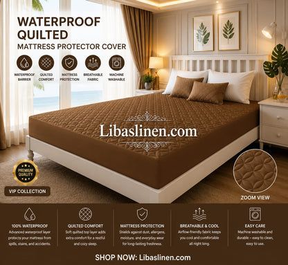 Quilted Waterproof Mattress Cover - Double Bed Fitted Mattress