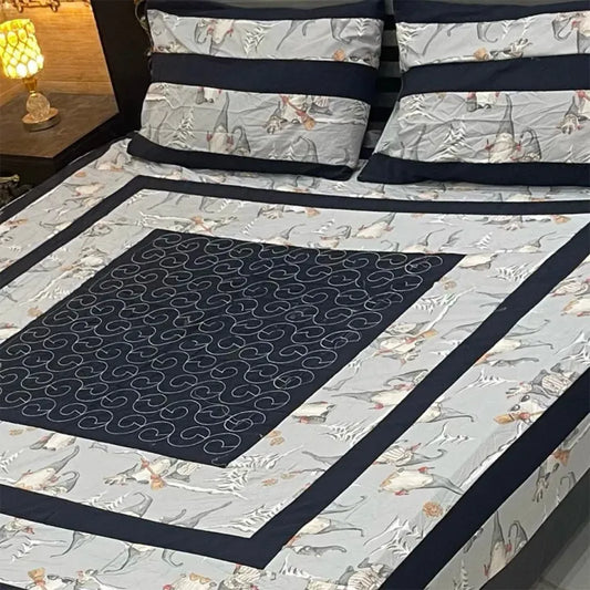 Embroidered Bedsheet King Size Patch Work/ 3pcs King Size