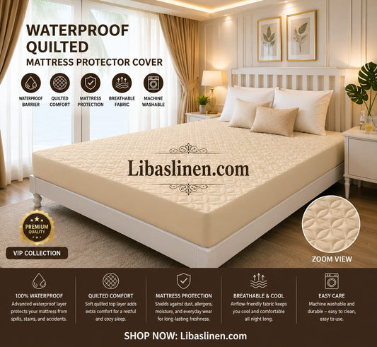 Quilted Waterproof Mattress Cover - Double Bed Fitted Mattress