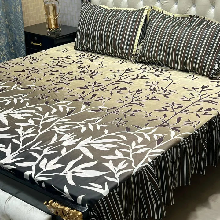 3 PCS King Size Frill Bedsheet Set