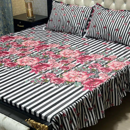 3 PCS King Size Frill Bedsheet Set