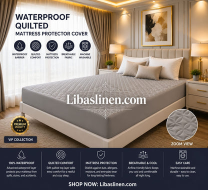 Quilted Waterproof Mattress Cover - Double Bed Fitted Mattress