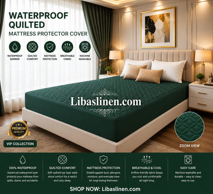 Quilted Waterproof Mattress Cover - Double Bed Fitted Mattress