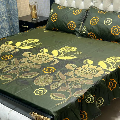 3 PCS King Size Frill Bedsheet Set