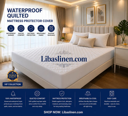 Quilted Waterproof Mattress Cover - Double Bed Fitted Mattress