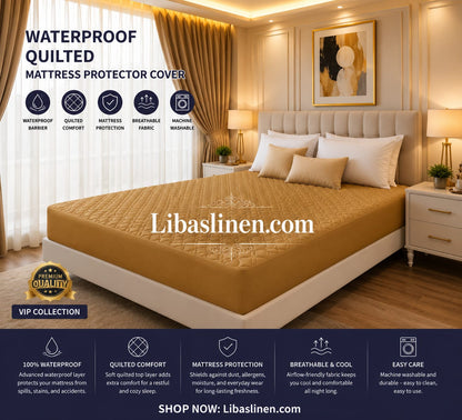 Quilted Waterproof Mattress Cover - Double Bed Fitted Mattress