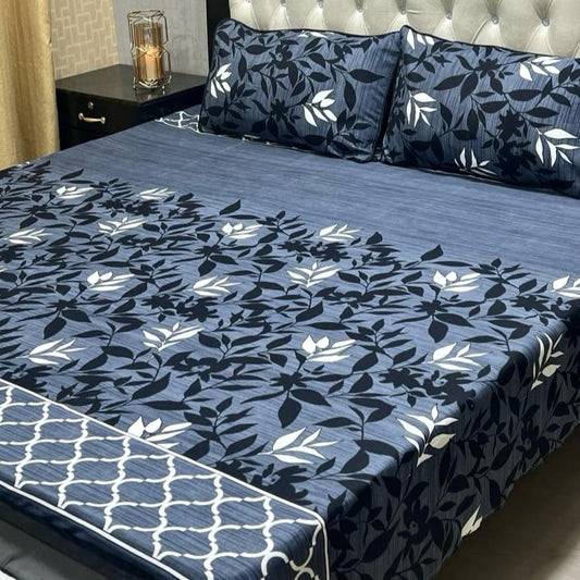 3D Crystal Cotton Bedsheet Set – Premium Soft King Size 3 Piece Bedding Set