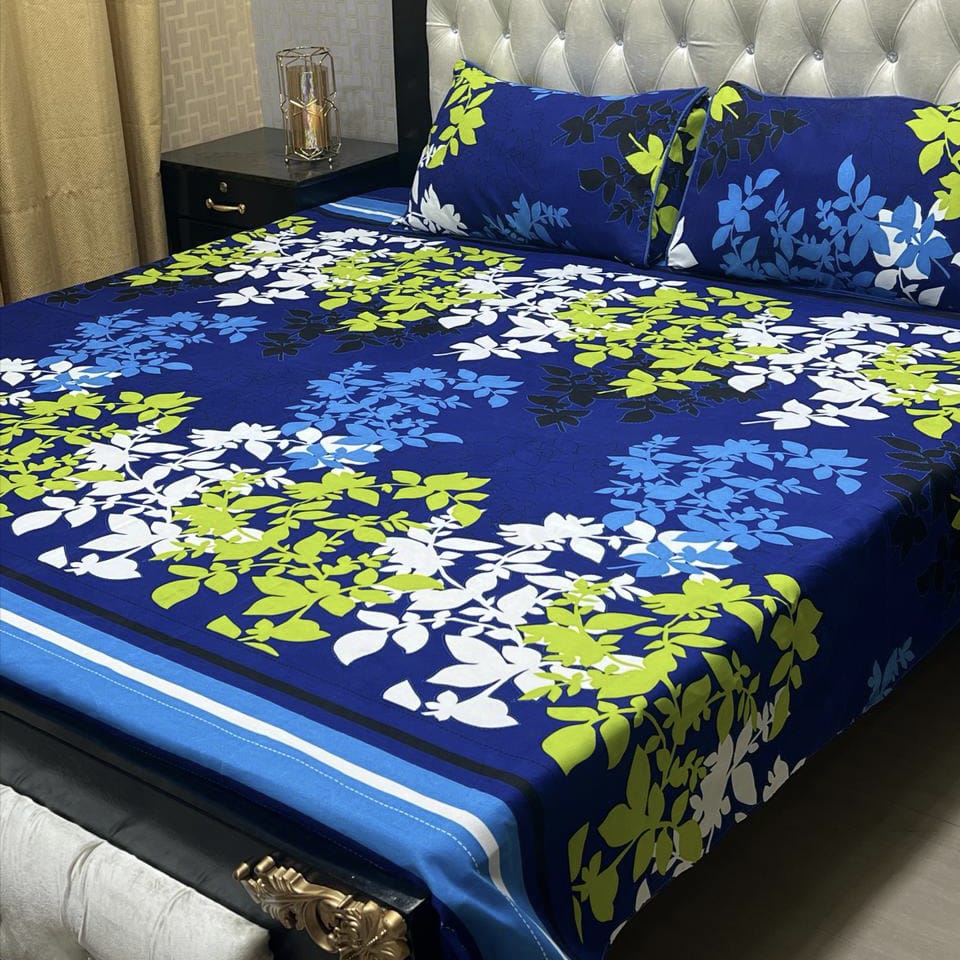 3D Crystal Cotton Bedsheet Set – Premium Quality Soft King Size 3 Piece Bedding Collection