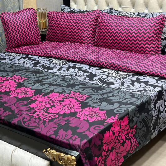 Luxury 7 Pcs Printed Comforter Set – King Size Cotton Blend Bedding Set with Filled Comforter & Complete Cover Set