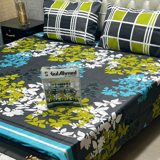 Multicolor Cotton Mix Bedsheet – Gul Ahmed Inspired Most Demanding Premium King Size 3 Pcs Full Printed Bedding Set