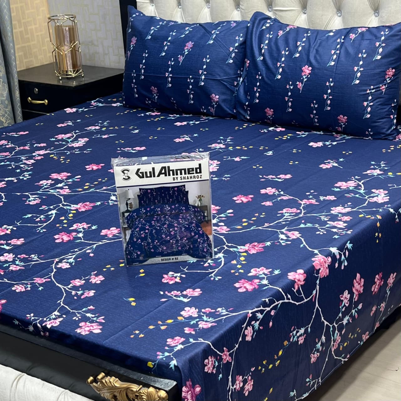 Gift Pack Cotton Mix Bedsheet – Gul Ahmed Style Full Printed King Size 3 Pcs Bedding Set