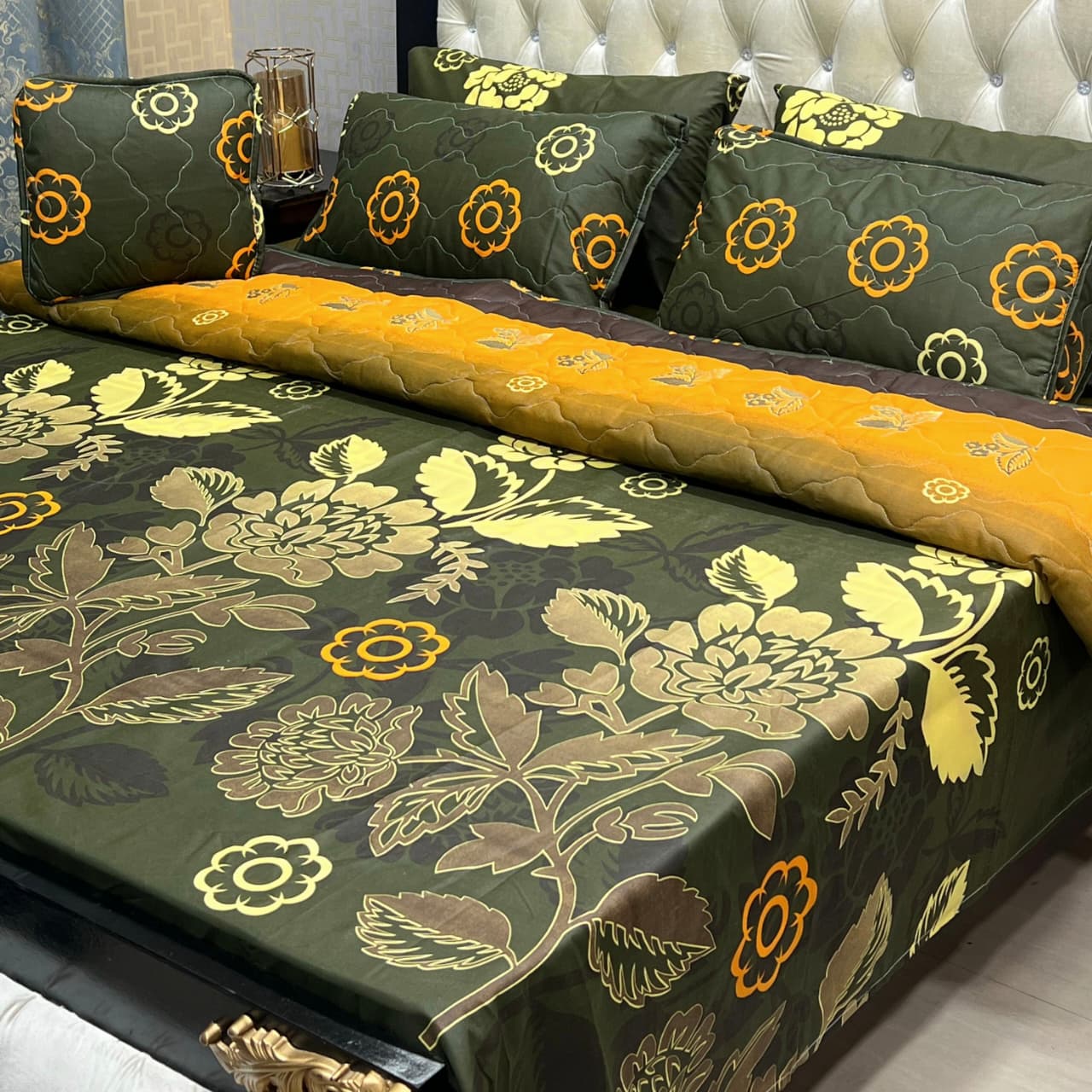 7 Pcs Printed Comforter Set – King Size Cotton Blend Premium Bedding Set with Filled Comforter & Complete Linen Collection