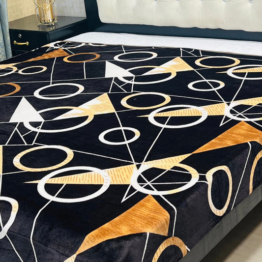 Elegant Black Digital Print King Size Bedsheet – Premium Cotton Bedding
