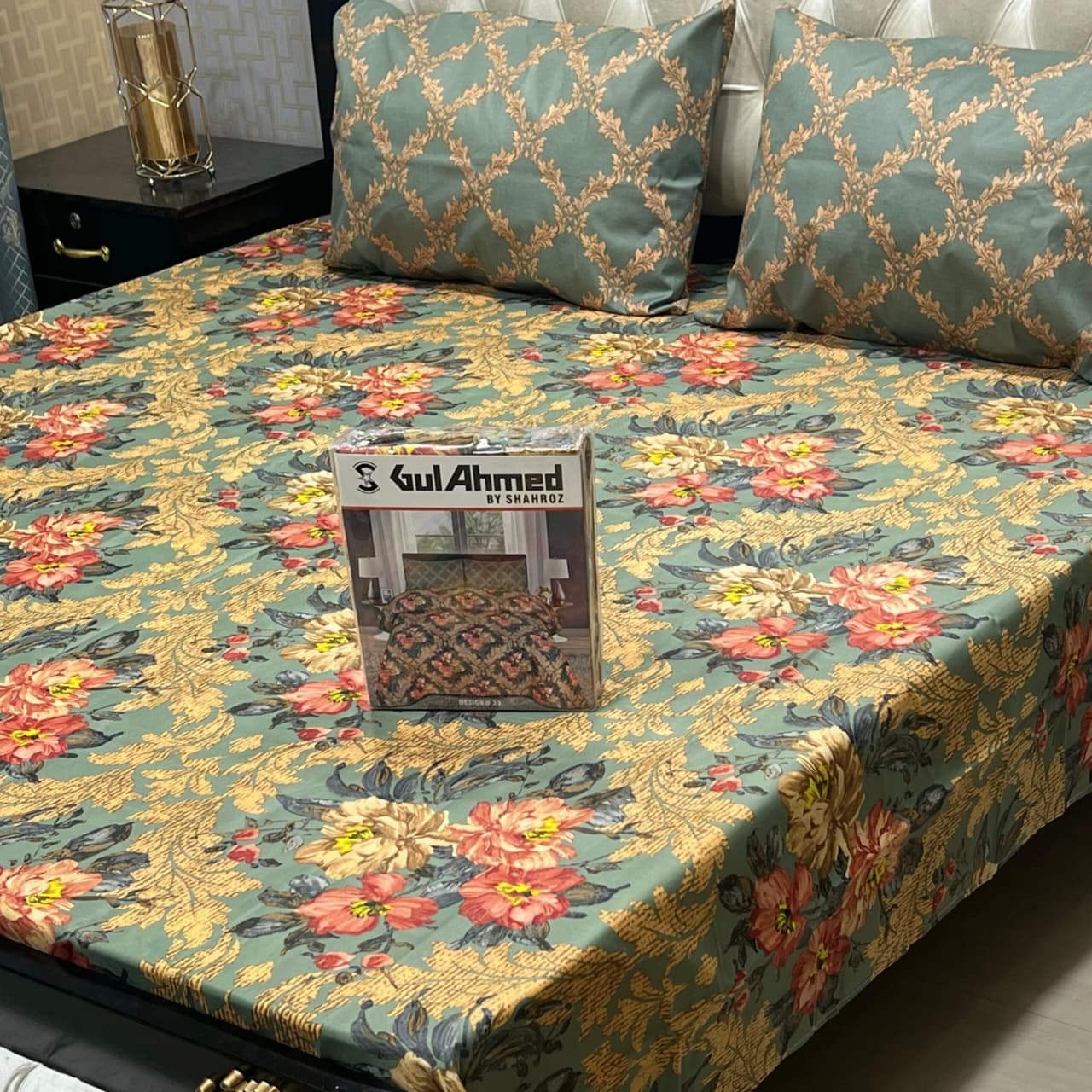 Multicolor Floral Premium 3 Pcs Frill Bedsheet Set – King Size Soft Cotton Luxury Bedding