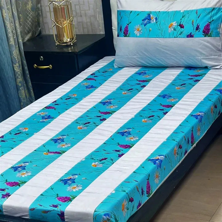 Embroidered Bedsheet King Size Patch Work/ 3pcs King Size