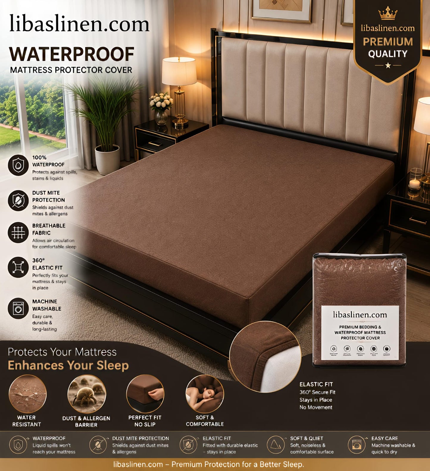 Waterproof Mattress Cover for Double Bed Terry Cotton Fabric Mattress Cover Water Protector Mattress Covers