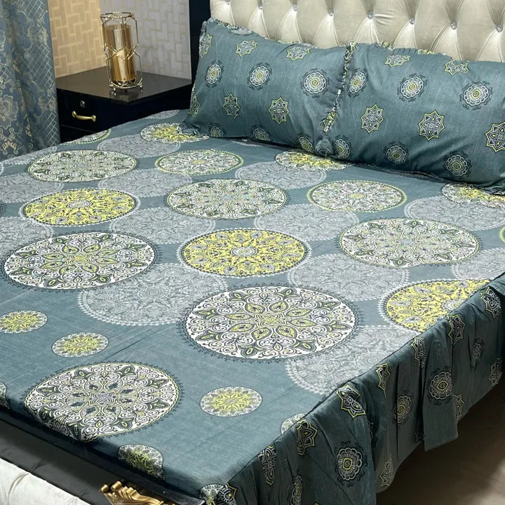 3 PCS King Size Frill Bedsheet Set